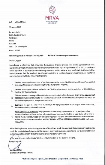 Malta Approval Letter _ Harvey Law Group