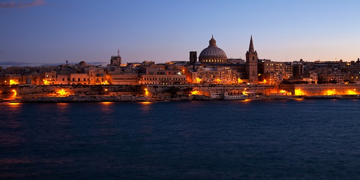 Night view of Valletta from Sliema (Malta)