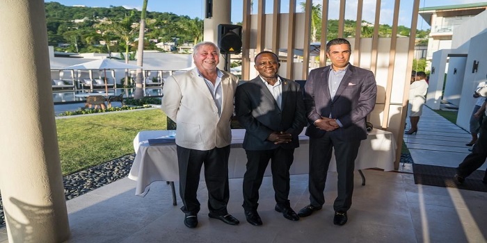 Kamal Shehada, Managing Director and Member of the Board, Range Developments (left); Dr. the Right Honorable Keith Mitchell, Prime Minister of Grenada, (centre); Mohammed Asaria, Managing Director and Member of the Board, Range Developments (right)