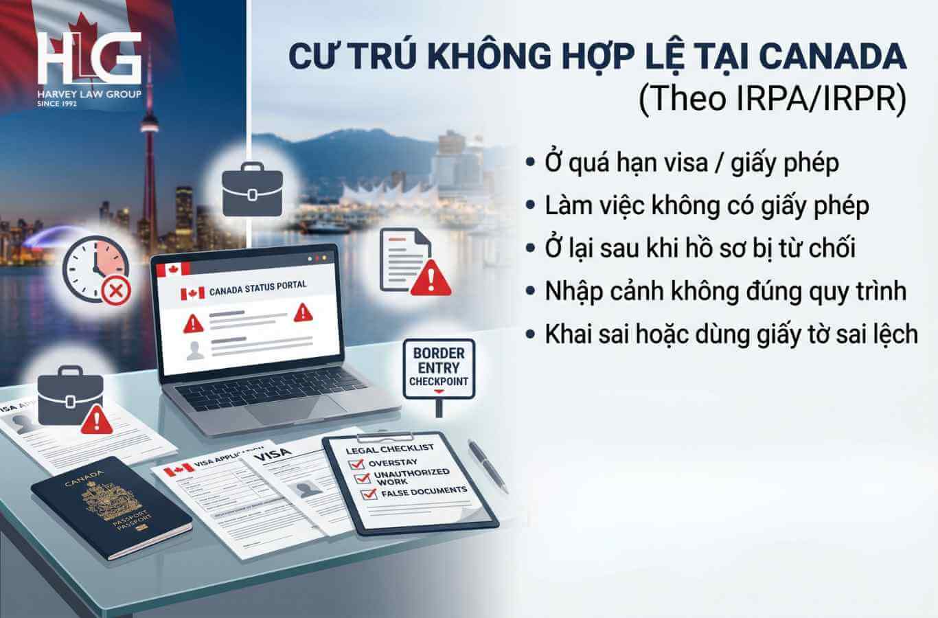 Các hình thức bị xem là cư trú bất hợp pháp tại Canada