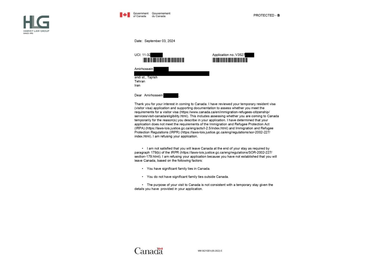 Thư từ chối visa Canada nêu lý do bị bác và hướng dẫn xử lý tiếp theo