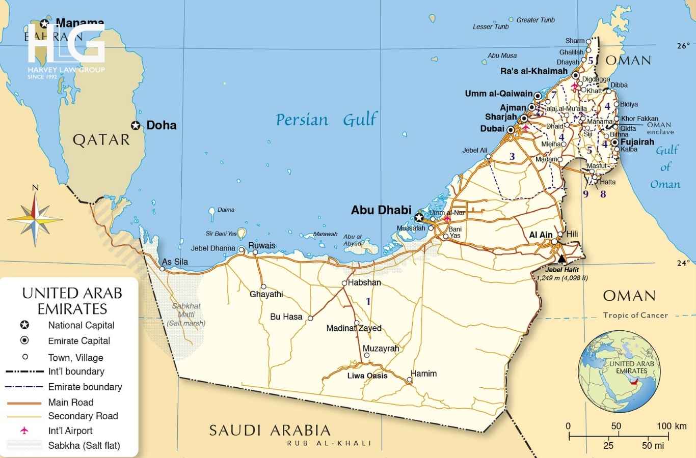 UAE là một quốc gia liên bang gồm 7 tiểu vương quốc