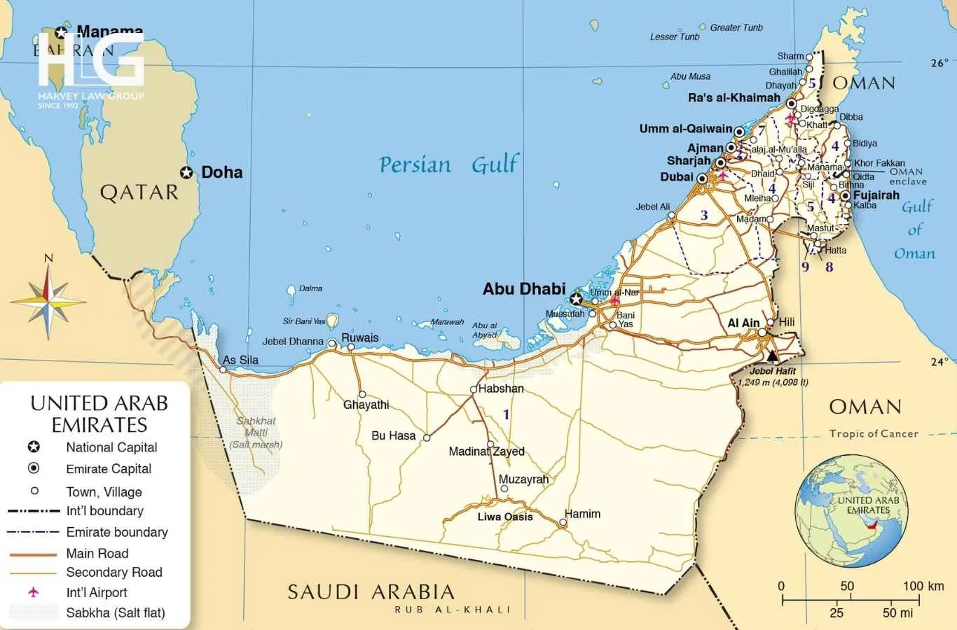 UAE là một quốc gia liên bang gồm 7 tiểu vương quốc
