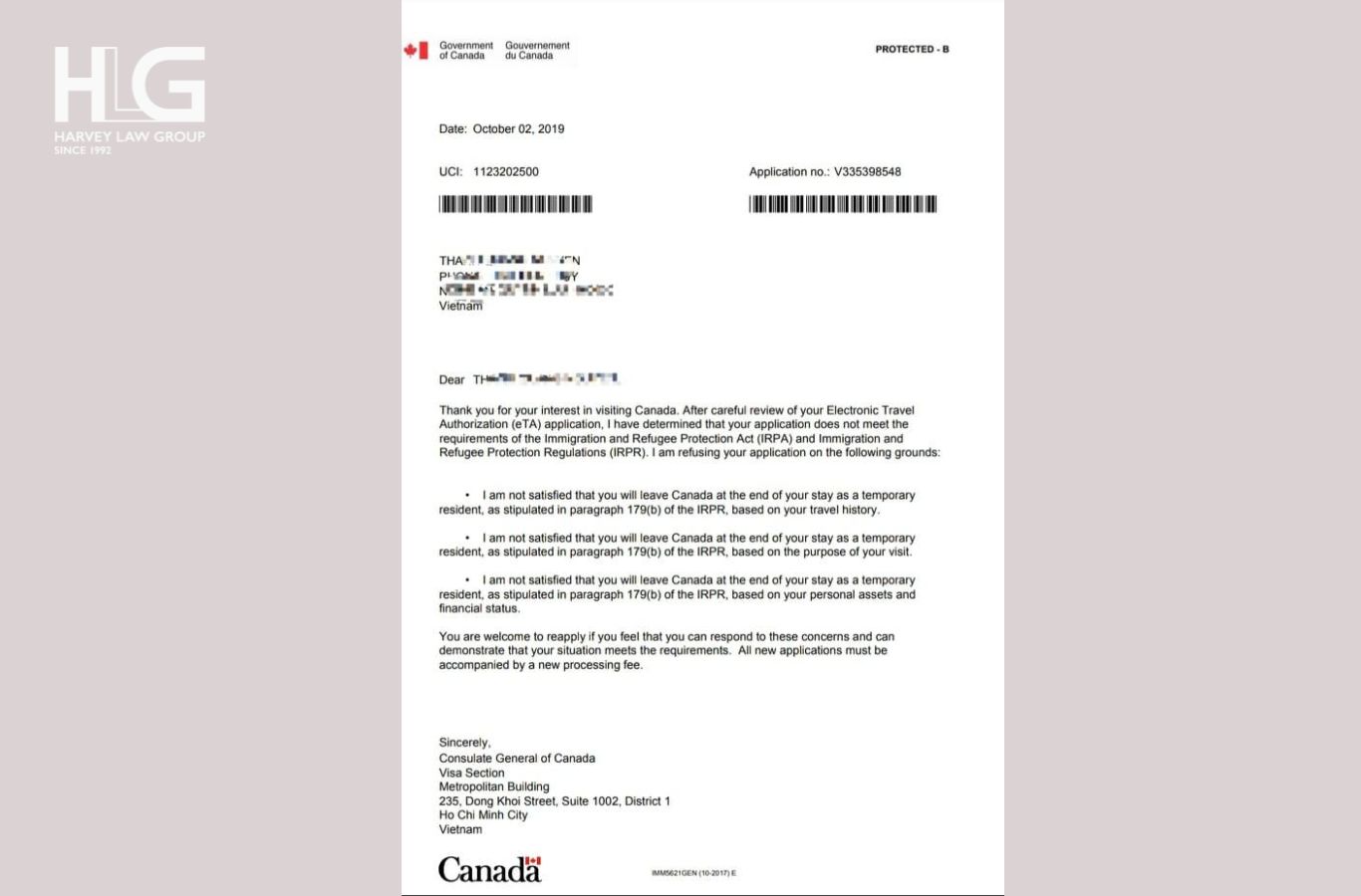 Thư từ chối visa Canada là gì?