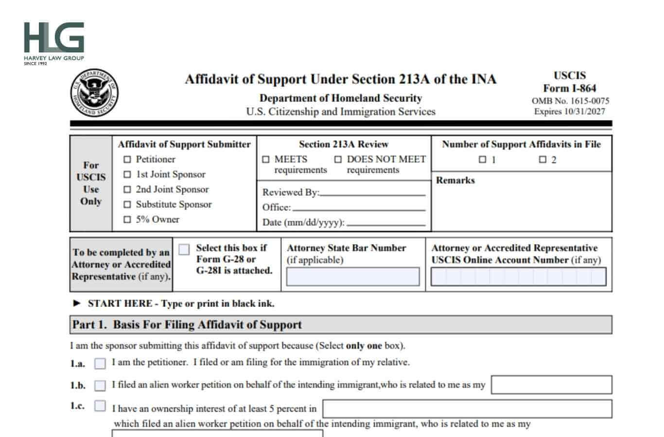Đơn I-864 là cam kết bảo trợ tài chính